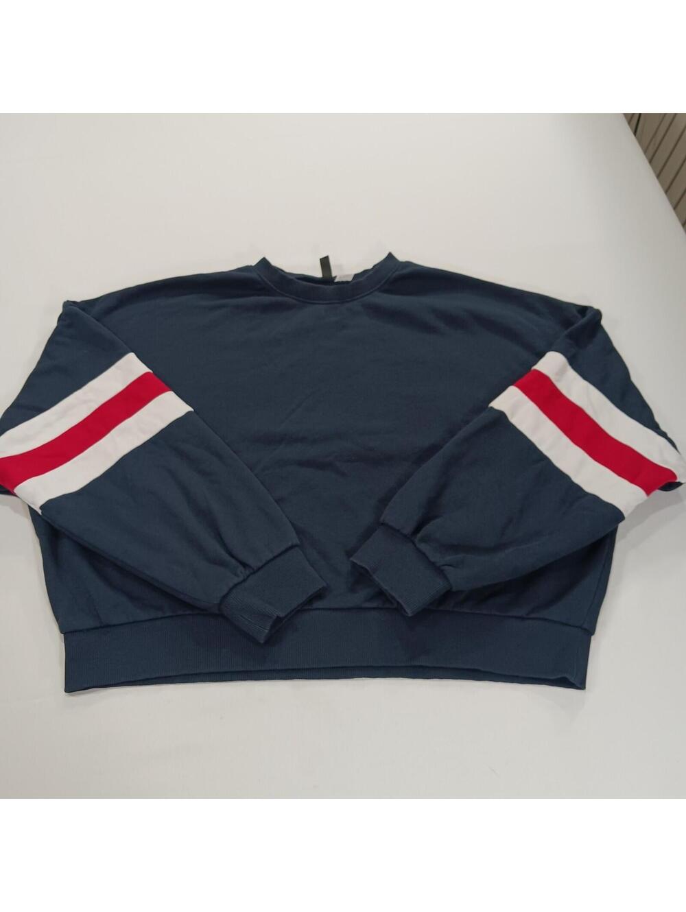 H&M Divided RN#101255 Women's Blue Pullover Cropped Sweatshirt Size Medium
